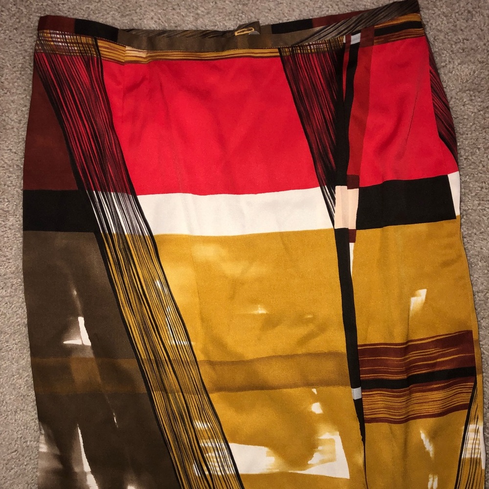 New Helios & Luna multi-color skirt lined silk red